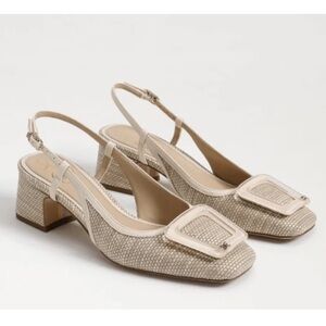 Sam Edelman Tracie Basket Weave Buckle Detail Slingback Dress Pumps